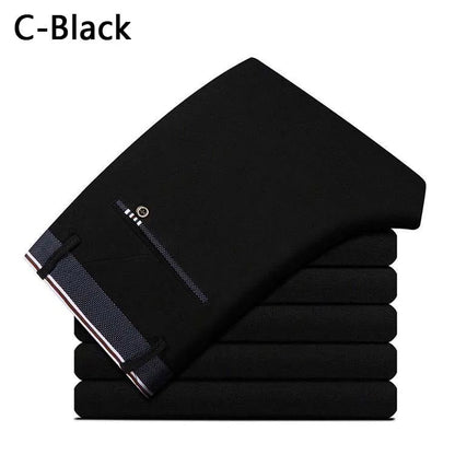 Men's Summer Fashion Business Casual Long Pants Suit Pants Male Elastic Straight Formal Trousers Plus Big Size28-40.