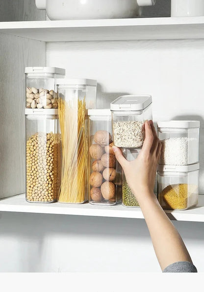 Clear Food Grade Plastic Storage Jar Airtight Seal for Kitchen Snacks Cereals Beans Kitchen Storage Organizer Kitchen Storage.