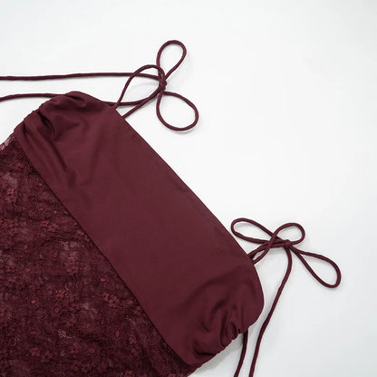 Elegante Spitzen-Maxikleider für Frauen 2022, sexy Spaghettiträger, Patchwork, Feiertage, Partykleid, Sommer, rückenfrei, langes Kleid