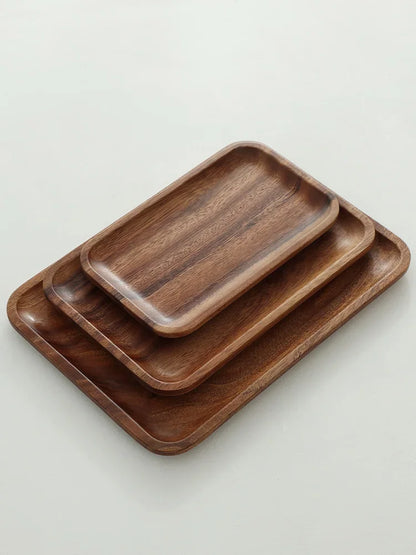 Wooden Tray Rectangular Solid Wooden Serving Tray Coffee Dessert Tea Storage Tray Kitchen Accessories.