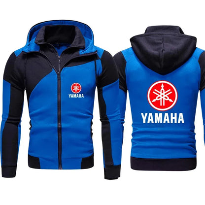 Men's hooded printed motorcycle jacket pullover hooded sweatshirt bicycle jacket racing zipper hooded sweatshirt.