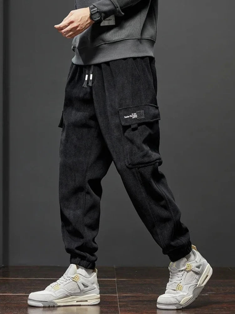 Spring Autumn New Style Elastic Waist Casual Pants for Men Stretch Straight Drawstring Harem Jogging Sports Long Pants Male.