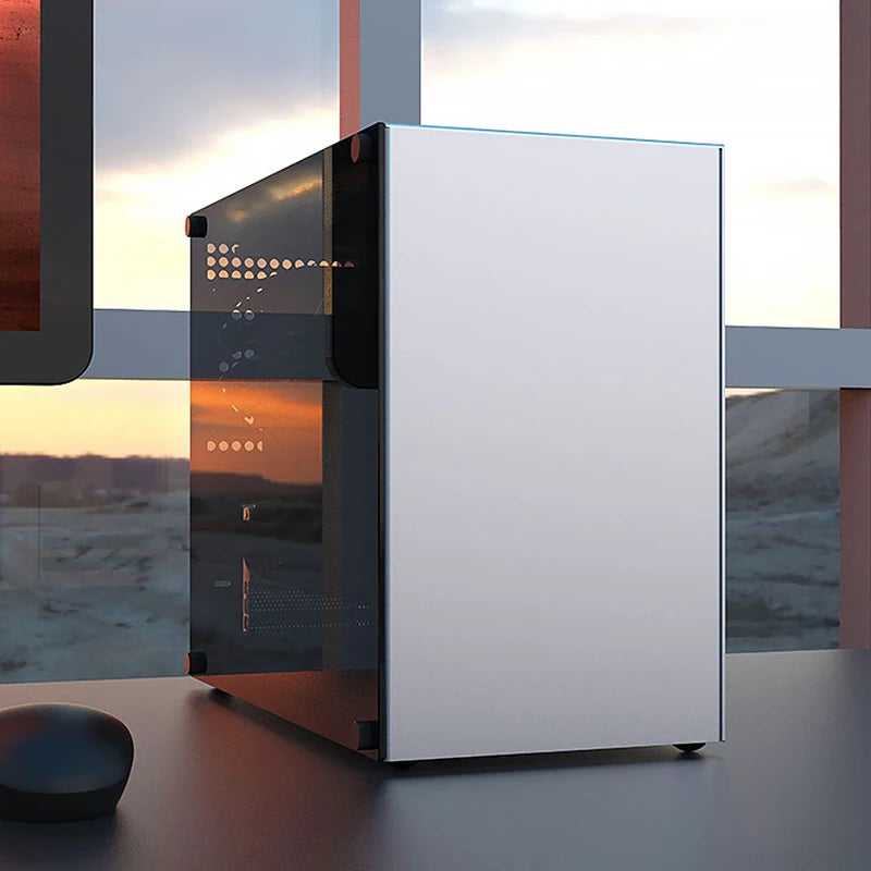 ZZAW C2 C2P M-ATX Computer Case Side Transparent MINI-ITX All Aluminum Desktop Office Small Chassis Supports Long Graphic Card.