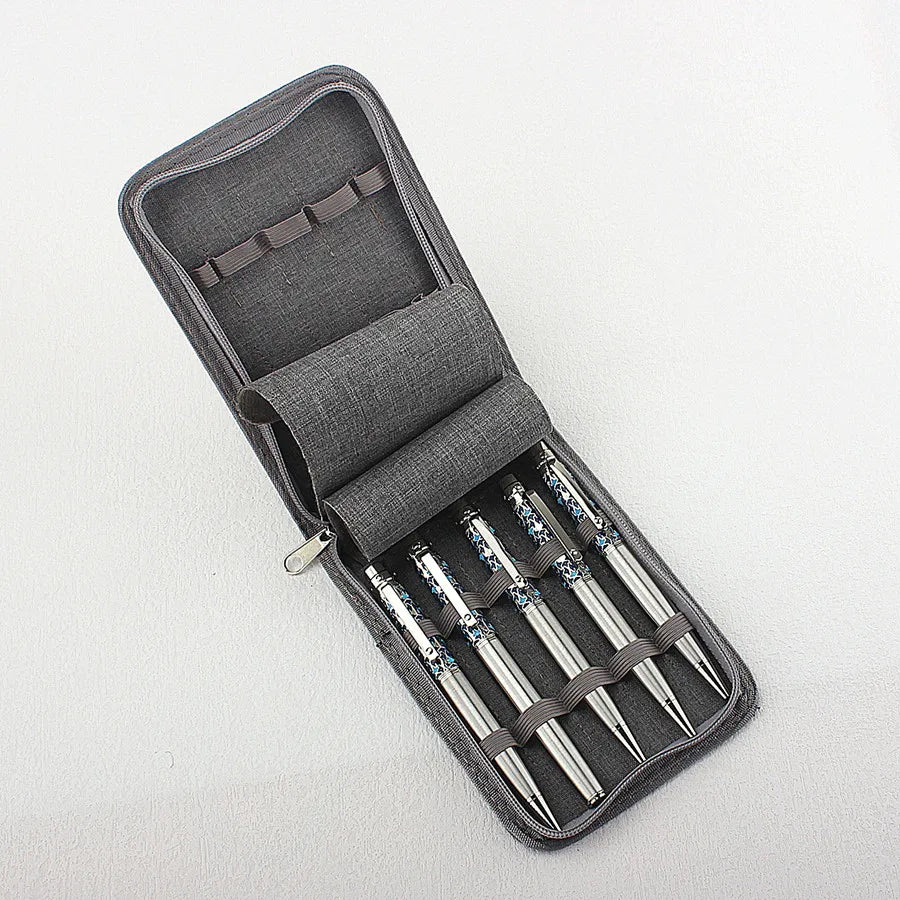 10/24/48 Slots Fountain Pen Case Pencil Case Pouch Bag Canvas Case Black, Gray