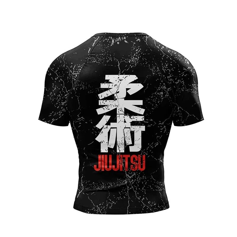 New Jiu Jitsu Rashguard MMA T-shirt +Pants For Men 4PCS/Set Brazilian Grappling Bjj Boxing Rash Guard Sport Clothing Gym Shorts.