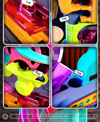 Educational Montessori Toy Multi-Layer Track Adventure Game Rail Rolling Ball Model Interactive Brain for Children Kids.