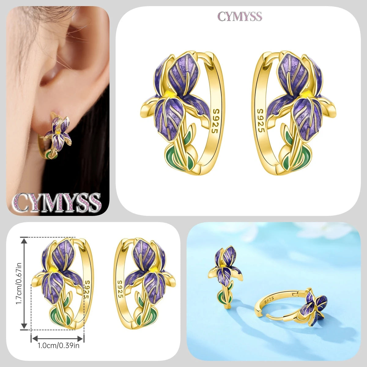 Original 2025 S925 Sterling Silver Zircon 18K Gold Lining Vintage Hoop Earrings for Women Birthday Party Wedding Gift Jewellery.