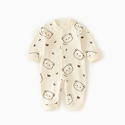 0-2Y Reine Baumwolle Langarm Neugeborenen Baby Strampler Haut-freundliche Einteilige Windel Overall Unterwäsche Infant Cartoon Homewear