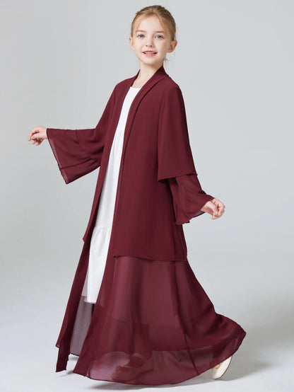 Ramadan  Muslim kids Girls Abaya Solid Long Kaftan abaya enfant Robe Dress Kebaya Kids Clothes For Gift (Without Hijab).