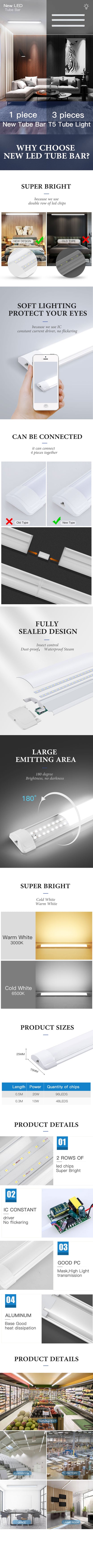 Dimmable Led Light Tube with Remote`Control Home 110-220V Ceiling Fixture LED Light Bar for Kitchen Garage Bedroom Cabinet light.