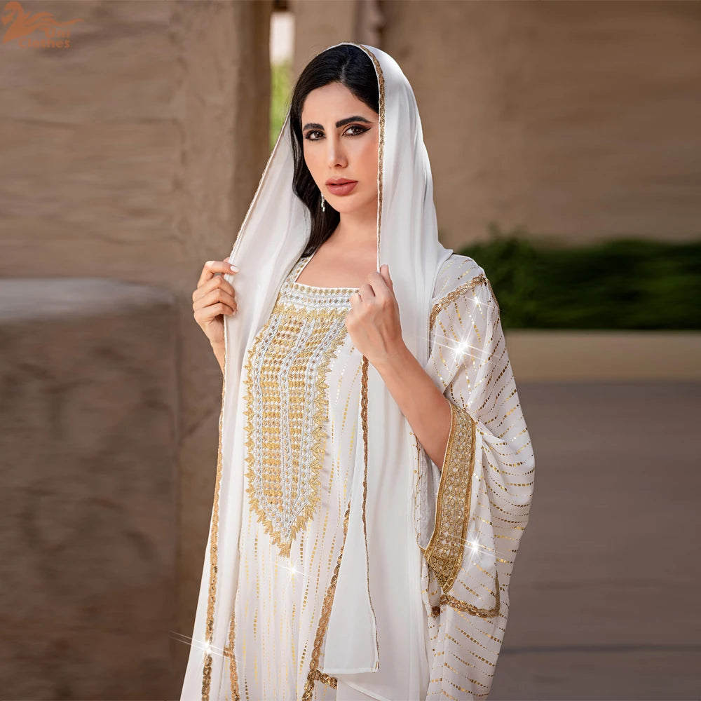 Women Muslim Hot Drill Long Dress Batwing Sleeve Abayas Dubai Loose Caftan Moroccan Kebaya Kaftan Turkey Islam Clothing Vestido.