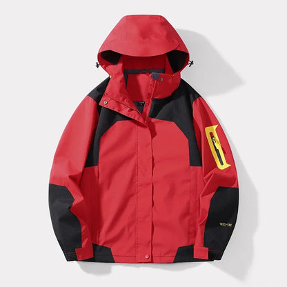 Men's Single-layer Hiking Jacket Patchwork Hooded Hiking Coat Men Color Block Windbreaker Jackets Outdoor Mountaineering Coats