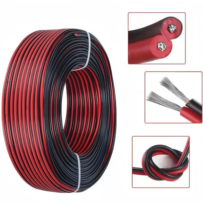 12V Red Black Hookup Wire 2 Pin Automotive Flat Cable LED Extension Wires For Doorbell LED Ribbon Lamp Tape Lighting Speakers.