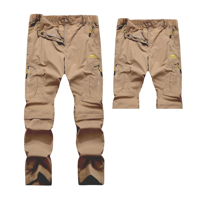 2025 New Trendy Two Wear Outdoor Windproof and Waterproof Tactical Pants for Men and Women Climbing Work Pants.