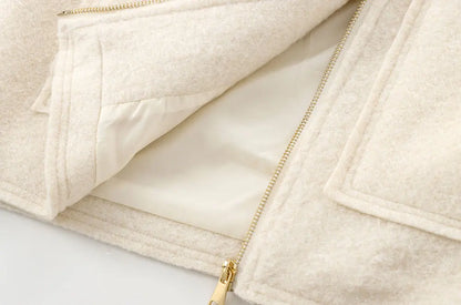 TRZA-Kurzjacke mit Taschen für Damen, Langarmmantel, Reißverschluss vorne, Damenoberbekleidung, schicke Oberteile, Mode