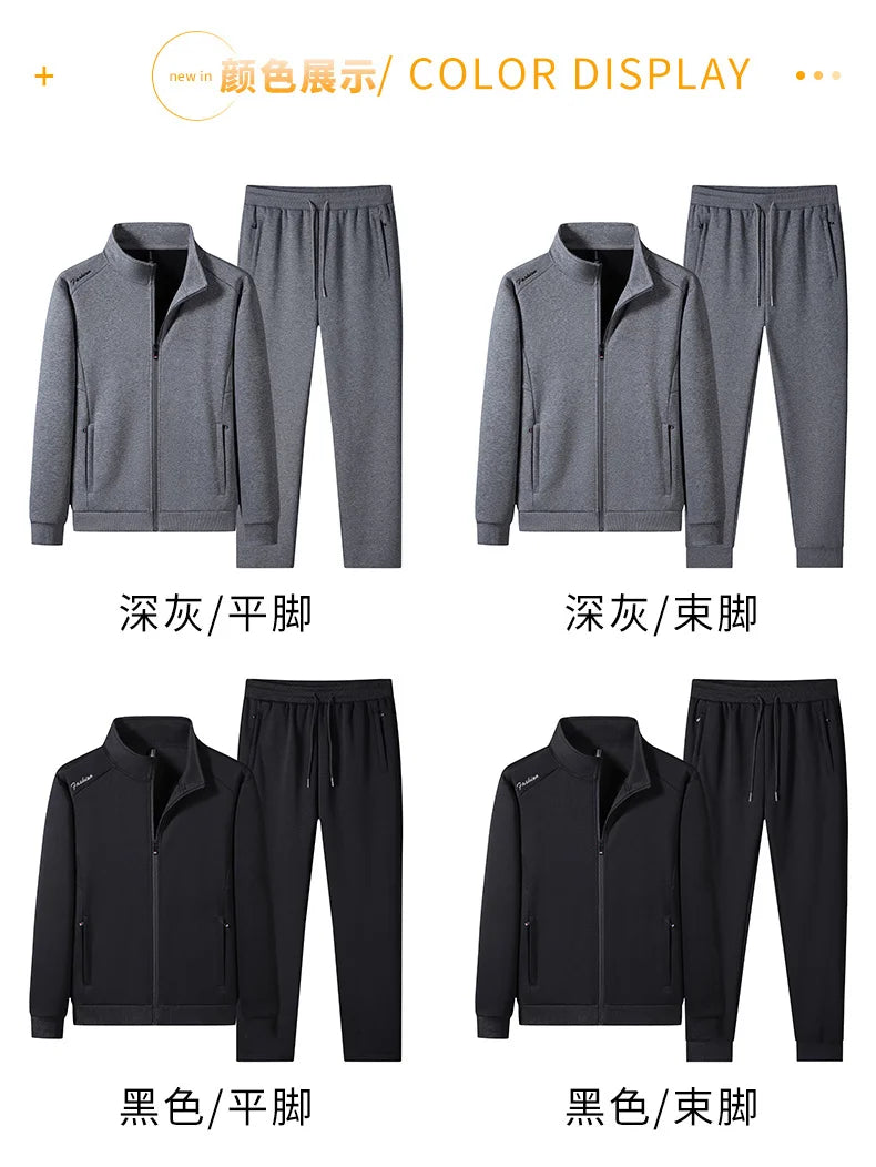 Plus Size 6XL 7XL Men's Sportswear Casual Cotton Tracksuits Men Sets Outwear Jacket+Sweatpant Joggers Running Winter Sports Suit.