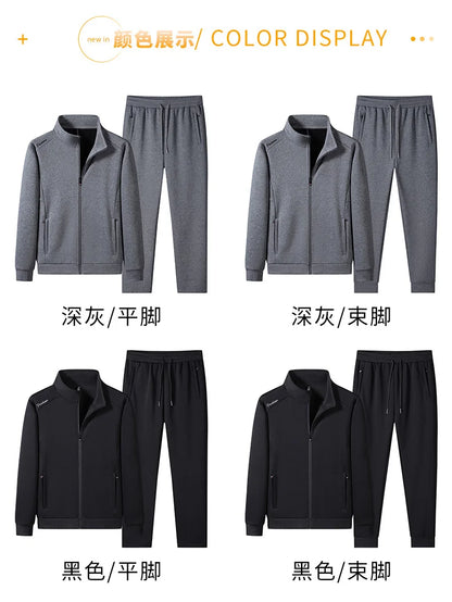 Plus Size 6XL 7XL Men's Sportswear Casual Cotton Tracksuits Men Sets Outwear Jacket+Sweatpant Joggers Running Winter Sports Suit.