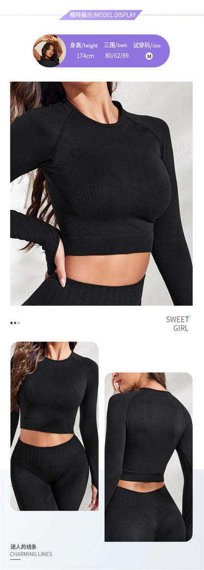 Seamless yoga Long Sleeve for women Crop Top New style sports tops T-shirts running training fitness long-sleeved shirts.