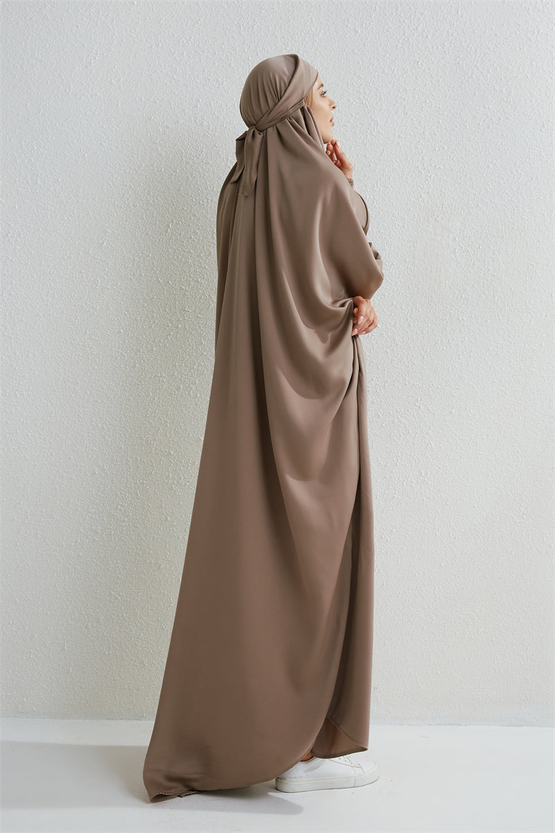 Muslimische Abaya mit Kapuze, Smockärmel, einteiliges Gebetskleid, Damen, Jilbab, islamische Kleidung, Dubai, Saudi-Arabien, schwarze Robe, türkische Bescheidenheit