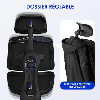 AUTHMIC Premium Ergonomischer Bürostuhl mit 6D-verstellbaren Armlehnen, 3D-Kopfstütze, 3-Zonen-Rückenlehne, 200 kg Tragkraft, Liegestuhl 90 ° -160 °