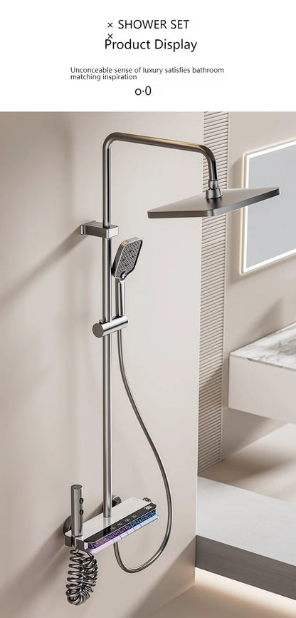 Digital Display Shower Set with Starry Sky Atmosphere Light  Bathroom Shower System Modern Bath Faucets Shower Head