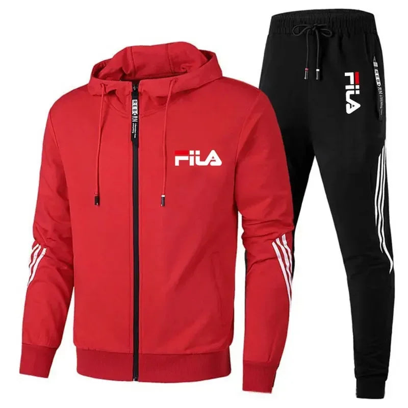 2025 Spring and Autumn Men's sports zipper top + Men's jogging sports basketball and casual fitness outdoor two-piece set.