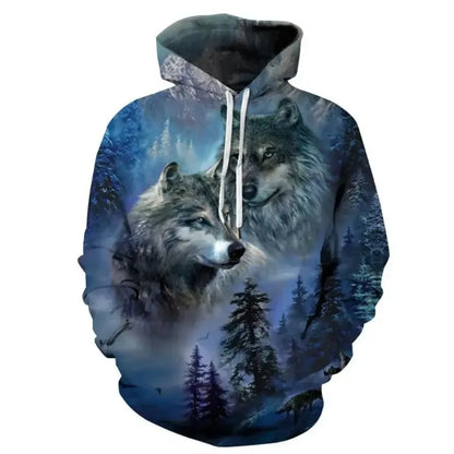 3D Print Autumn/Winter Men Hoodies Casual Oversized Animal Wolf Graphics  Pullover Trend Hoodie Harajuku Sweatshirt Men Clothing.