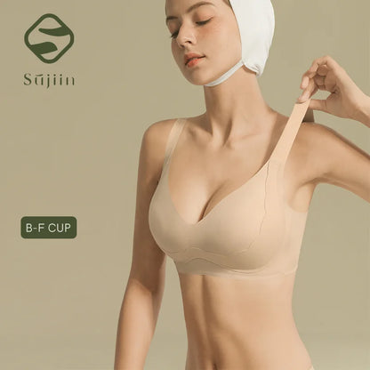 SUJIIN Wireless Plus Size Bras Women Anti-sagging Comfortable Breathable Soft Support Bralettes Big Breasts Push Up Bra MX219A.