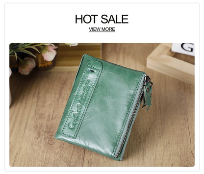 CONTACT'S Genuine Leather Short Wallets for Women Luxury Designer Coin Purse Female Money Clip Card Holder Customize Men Wallets