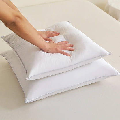 100% Cotton Goose Down Feather Sofa Cushion Bed Pillow Hotel Memory Cushy Support Hypoallergenic for Side Sleepers.