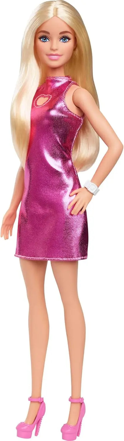 Genuine Barbie 1/6 Doll Fashionistas Model Brown Hair Sequined Purple Bubble Dress Accessory with Necklace Shoes Girls Toys Gift.