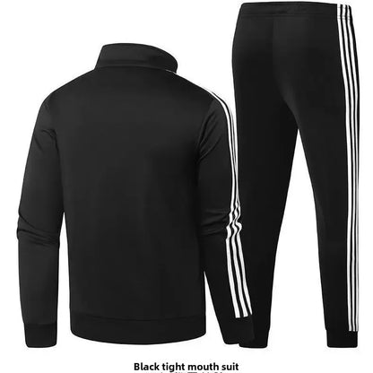 Men's Long Sleeve Running Suit Set Stand Collar Morning Run Versatile Slim Fit Sportswear Two Piece Popular Cross-Border.