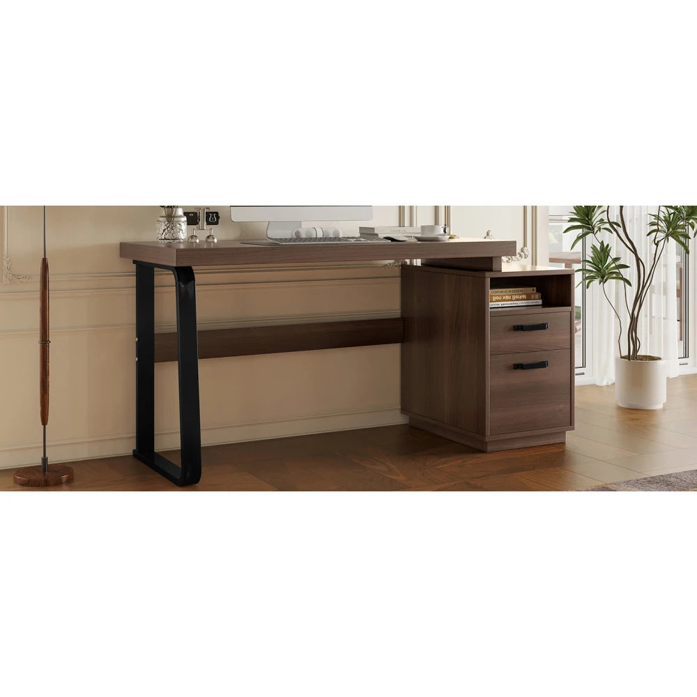 Moderner Schreibtisch im minimalistischen Stil, MDF-Desktop mit hochwertigem Stahlrohr, super langlebig, Aufbewahrungsdesign, geräuschlose Schublade
