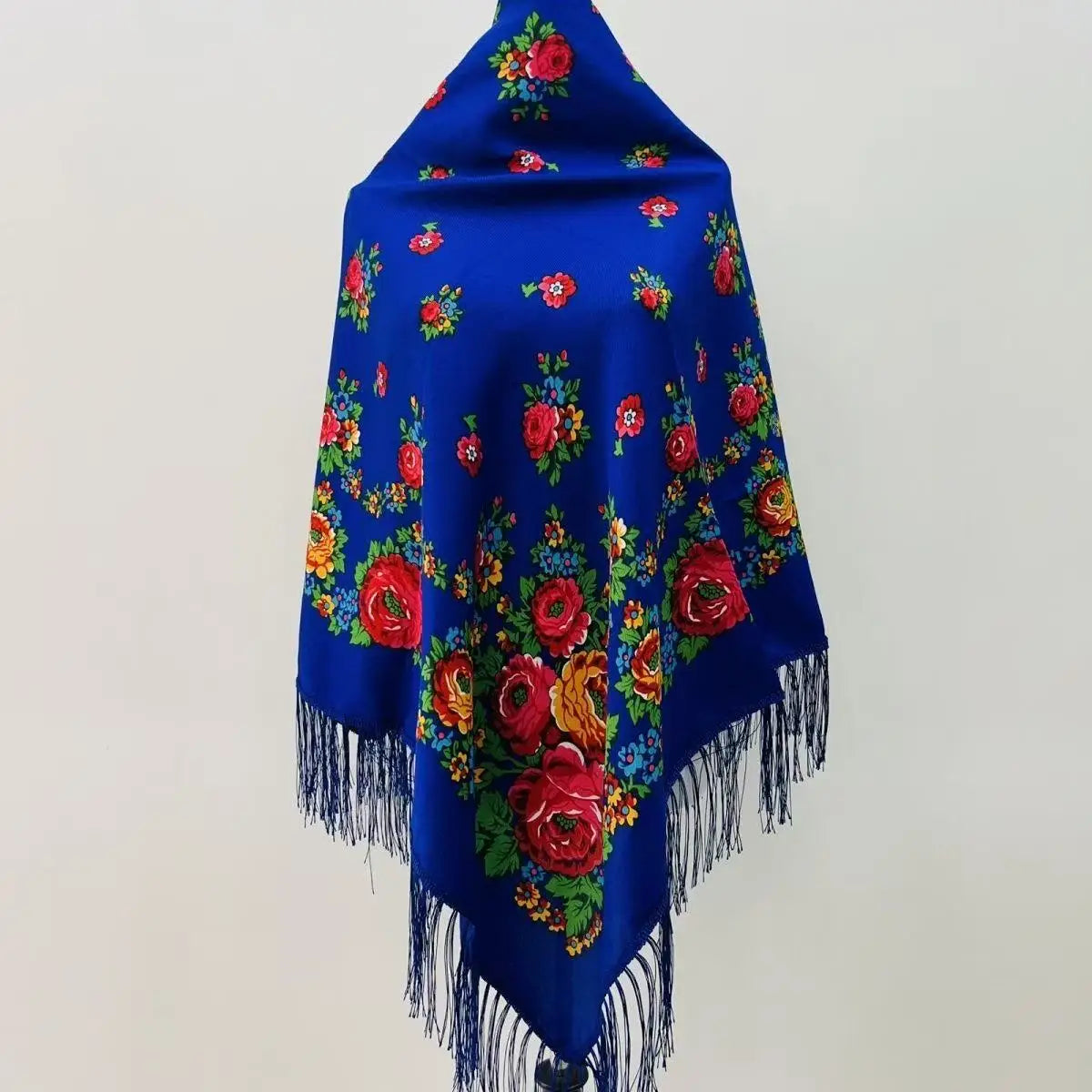 120*120cm Russian National Square Scarf Women Luxury Floral Print Fringed Ukrainian Shawls Scarves Ladies Head Wraps Bandana.