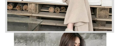 Loribindwood Gestrickte Pullover Breite Bein Hosen Anzug für Frauen Herbst/winter 2022, Neue Koreanische Lose Mode Zwei-stück Set