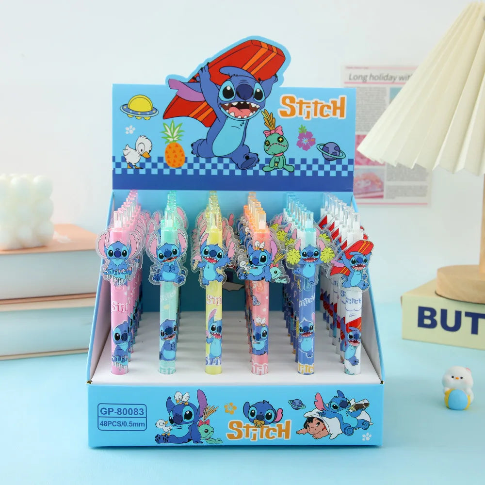 Disney Stitch 48 Stück Gelstift 0,5 mm Schwarz Neue Cartoon Hochwertige süße Studenten lernen Schreibwaren Bürobedarf Geburtstagsgeschenk.