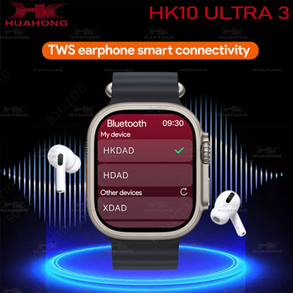 2025 New 49mm HK10 ULTRA 3 Smartwatch HD AMOLED 4G ROM Bluetooth Call Network Chat Robot Clock NFC Compass Smart Watch Men Women.