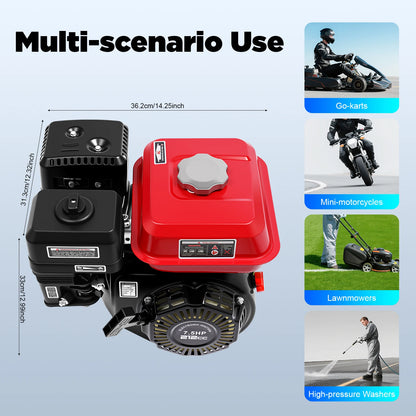 4-Takt-Benzinmotor 212 cc, 7,5 PS, 4000 W, 3600 U/min, Einzylinder-Handgezogener Benzinmotor, Durchmesser der Kurbelwelle ist 20 mm