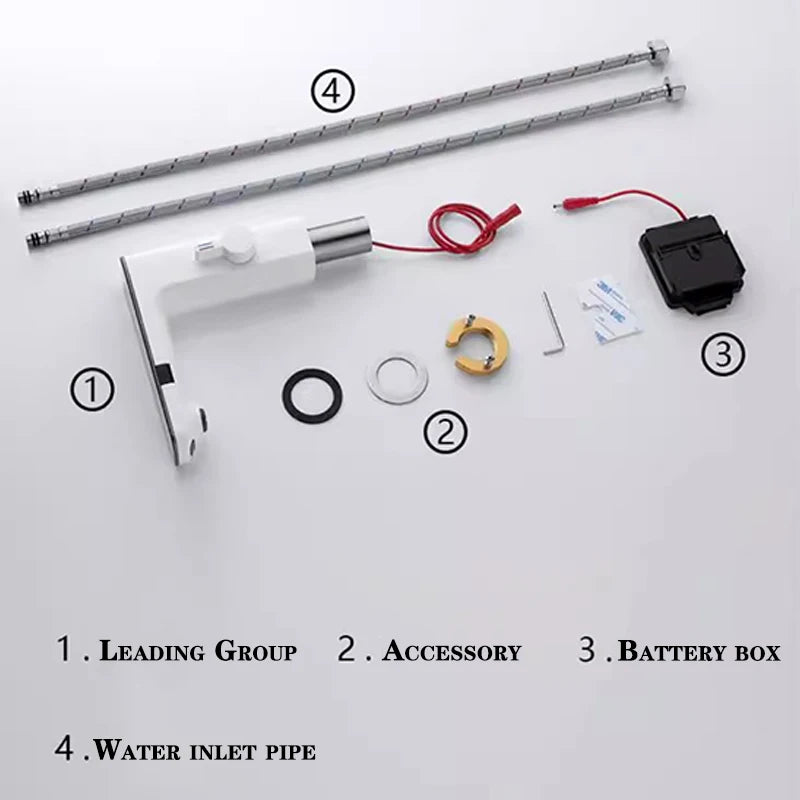 Touchless Sensor Basin Faucet Smart Digital Display Bathroom Sink Faucet Grey Sense Hot Cold Water Mixer Tap Battery Power