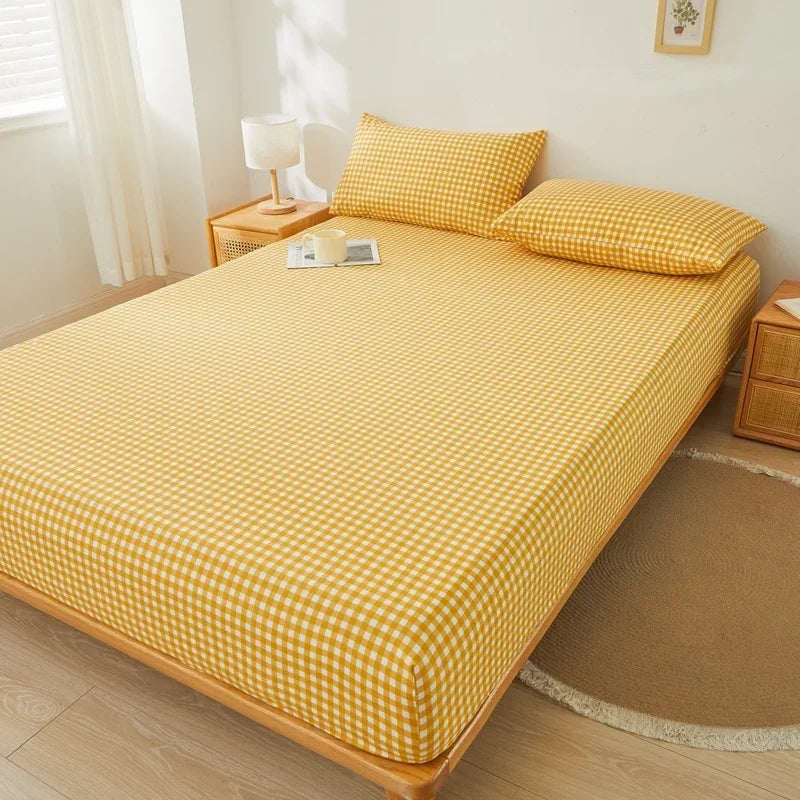 Brushed Mattress Cover Double/Queen Size Solid Color Fitted Sheet For Double Bed Anti-Mite 침대커버 200X220cm 매트리스커버 (No Pillowcase).