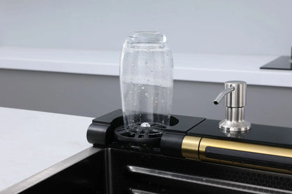 Golden Household Stainless Steel Waterfall Kitchen Sink MultiFunction Wash Vegetable and Dish Countertop Basin Large Single Slot