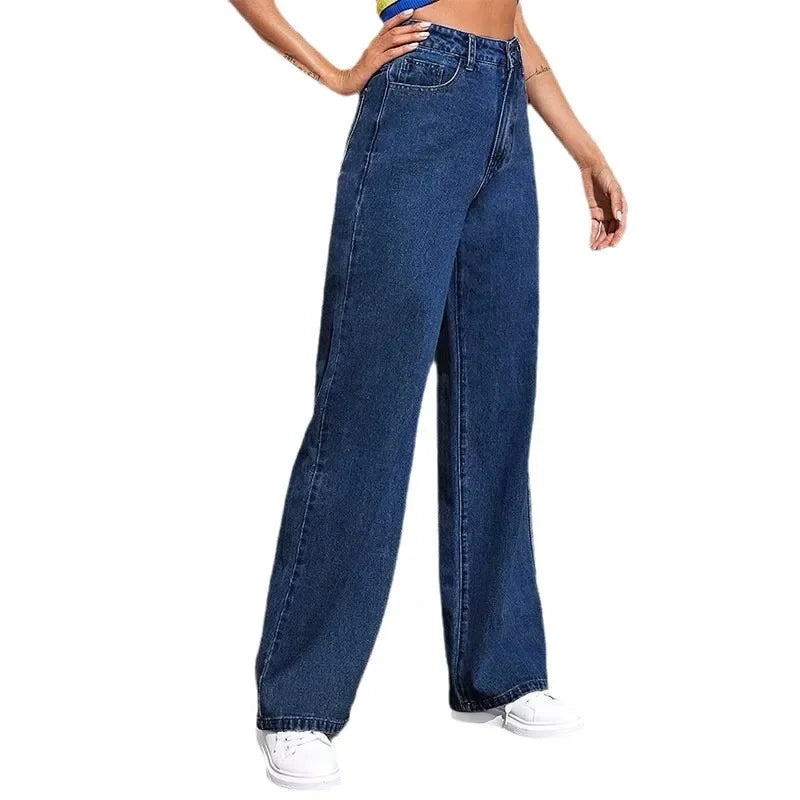 High Waist Wide Leg Jeans Women Summer New Slimming Floor Length Straight Retro American Drapey Loose Fit Casual Trousers.