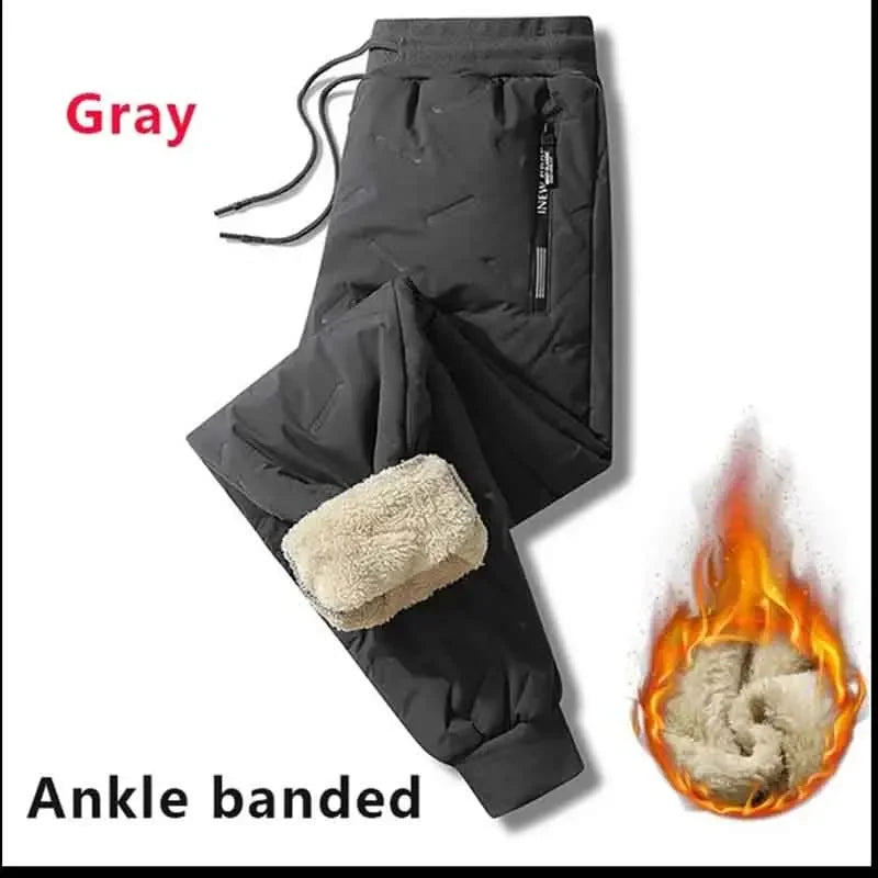 Men's Winter Sweatpants Plush Thick Fleece Lambswool Thermal Casual Waterproof Windproof Warm Cotton Trousers