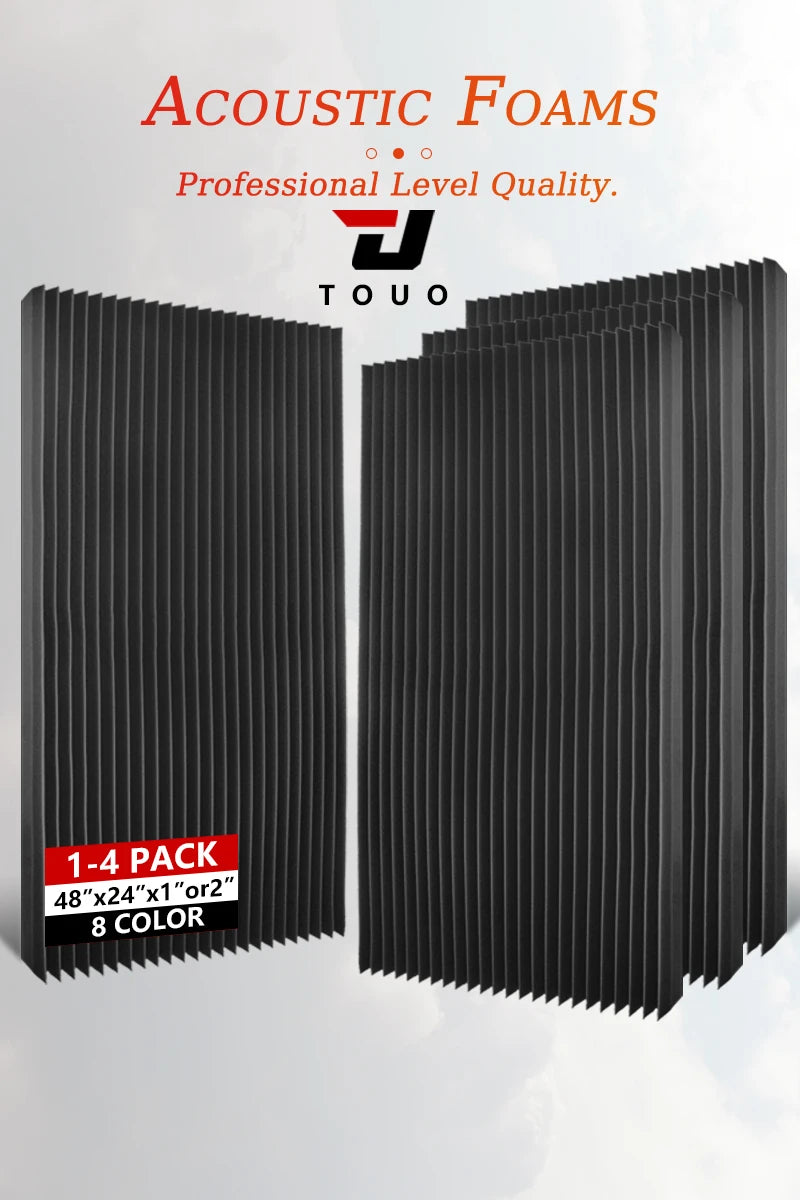 TOUO 1-4Pack 47.2"x23.6" Acoustic Panels Wedge Foam Soundproof Wall Insulation for Podcast Studio Office Gaming Room