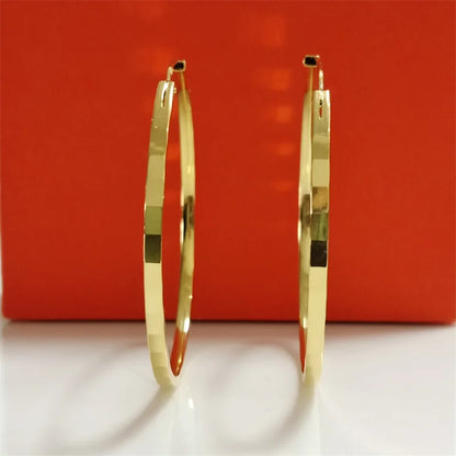 Senlissi - New Fashion18K Gold Plated Hoop Earrings For Women 925 Sterling Silver 2.0mm Fashion Earring Cерьги Kольца 3/4/5/6CM.