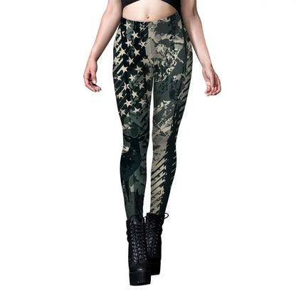 NADANBAO Leggings Women Sporty Pants Camouflage Green Star print Outdoor Hiking Fitness Workout Elastic Sexy Tights Trousers