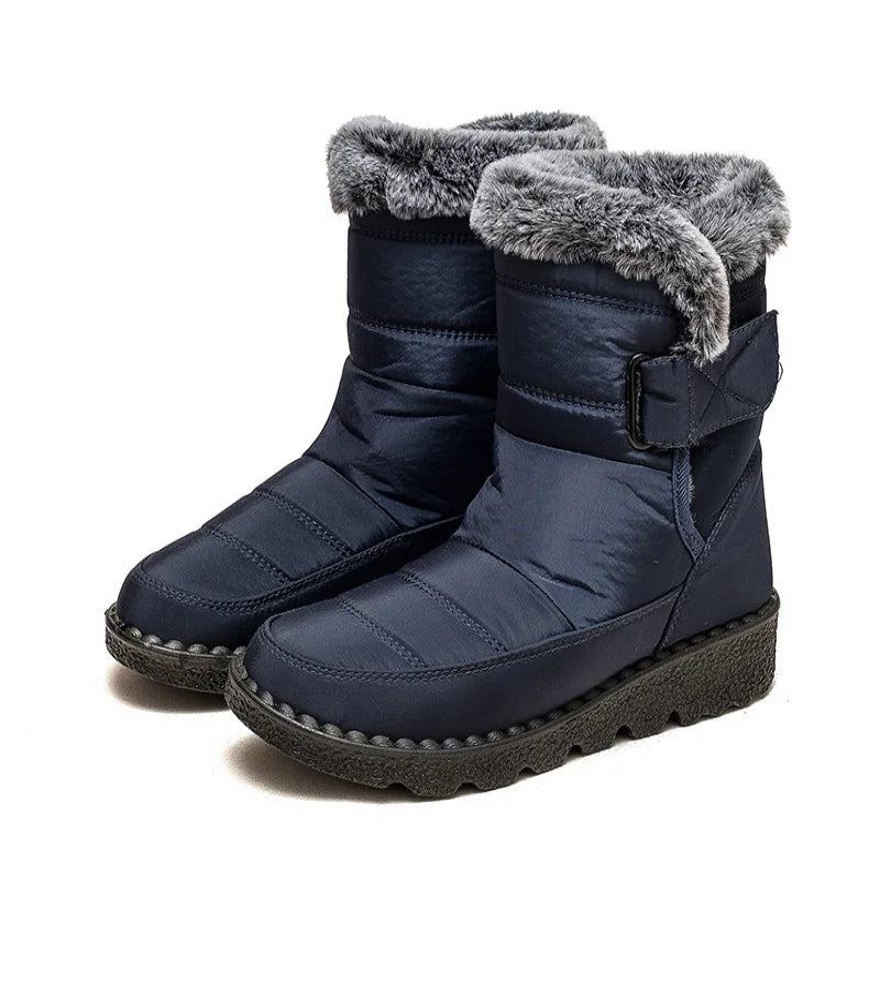 Boots 2025 Women's Boots Fur Botas Mujer Super Warm Winter Boots For Snow Women Low Heels Winter Shoes Woman Black Rubber Boot.