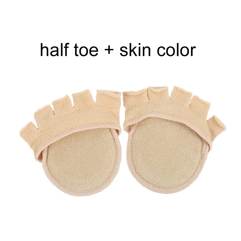 2Pcs=1Pair Toe Separator Foot Care Half Insoles Five Finger Socks Pads Bunion Sleeve Protector Hallux Valgus Forefoot For Women.