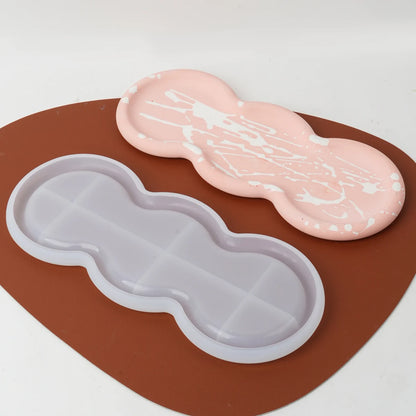 Concrete Triple Circular Tray Silicone Mold DIY Coaster Craft Making Plaster Resin Jewelry Storage Plate Casting Molds Home Deco.