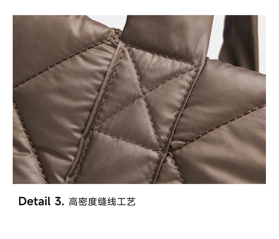 LEE Large Soft Puffer Bag Women Big Size College Students Laptop Book Quilted Tote Bag Lady Down-filled Shopping School Bags